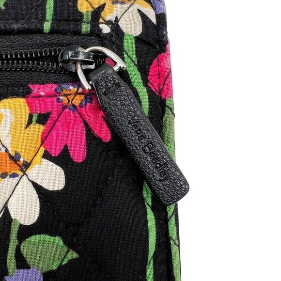 Vera Bradley Floral Quilted Cotton Wallet With ID Window & Card Slots Black - Picture 3 of 6